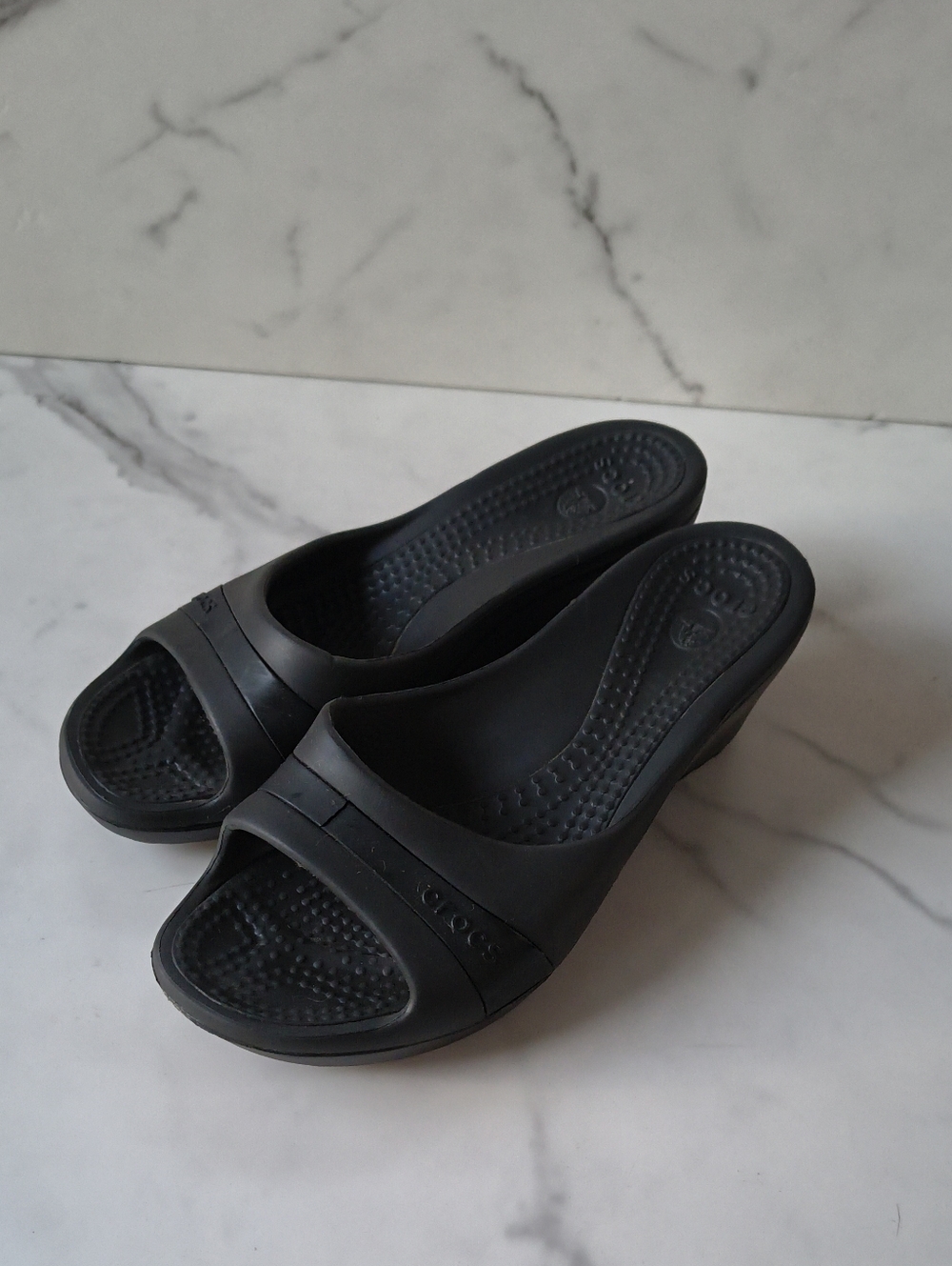 Crocs Women’s Black Slip-On Wedge Sandals